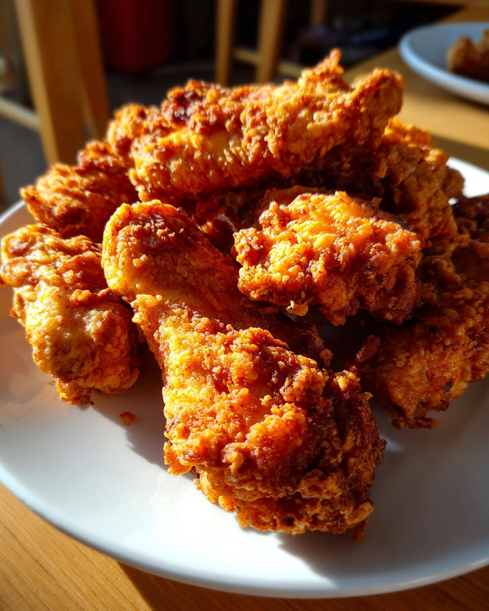 A pile of golden brown, crispy Chick-fil-A nuggets copycat on a white plate.