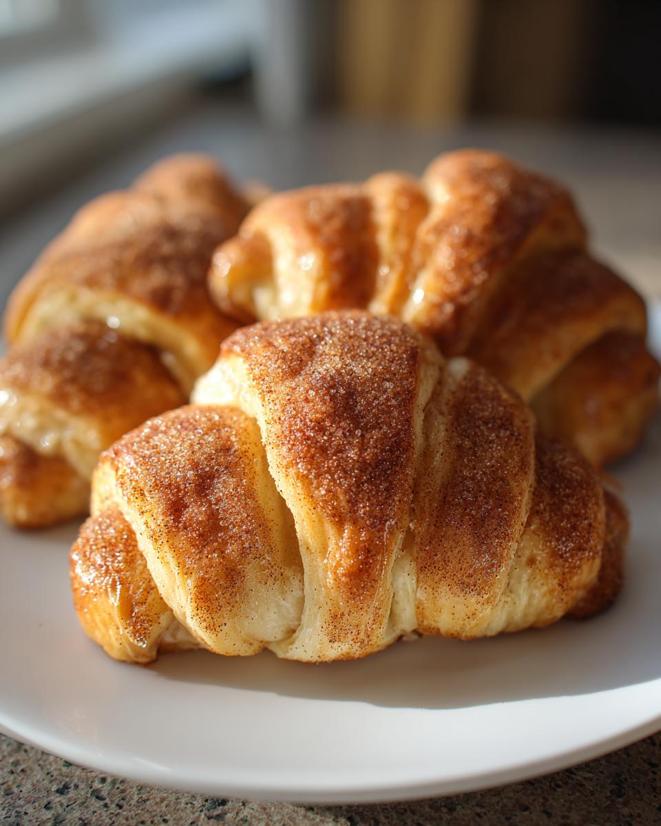 Close-up of several golden-brown Hocus Pocus buns coated in cinnamon sugar on a white plate.