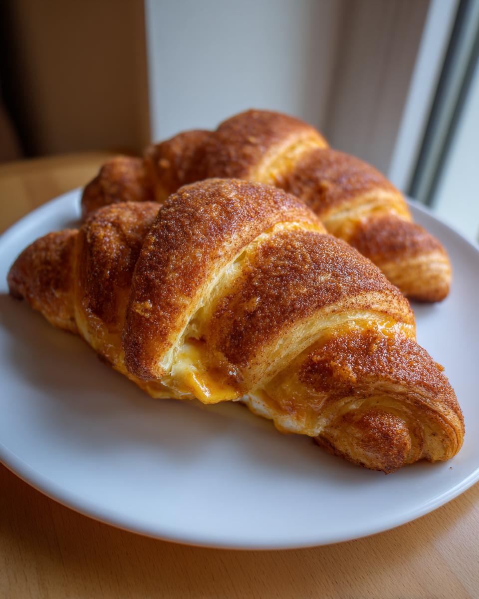 Close-up of two golden-brown Hocus Pocus buns, coated in cinnamon sugar, with a gooey center visible.