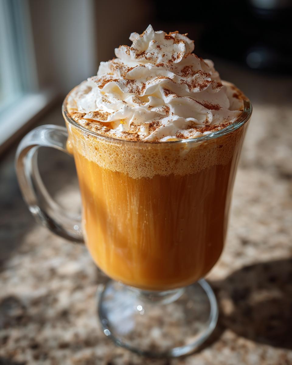 A close-up of a delicious Pumpkin Spice Latte topped with whipped cream and a sprinkle of cinnamon.