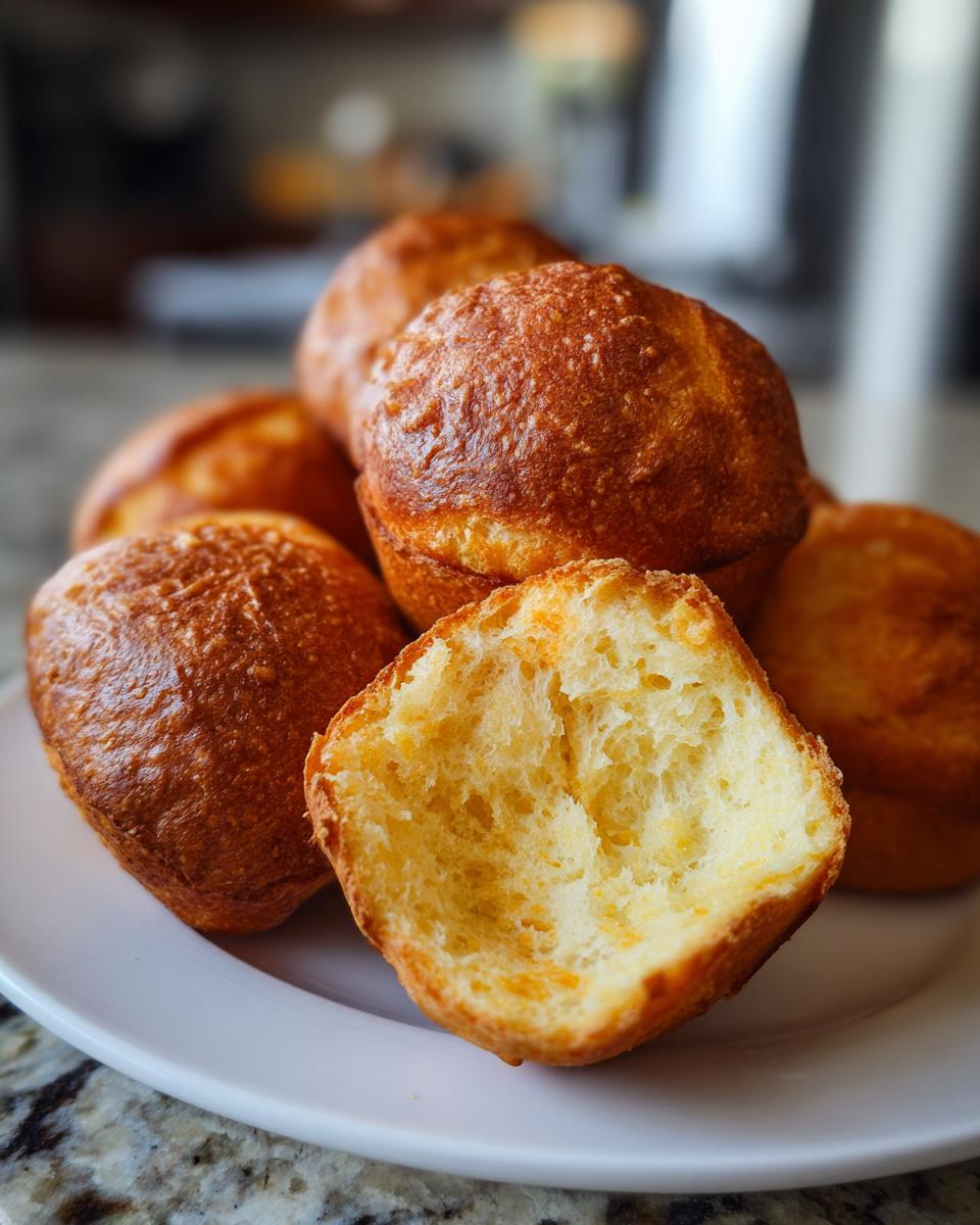 Close-up of golden brown soft pretzel bites on a white plate, one is broken open revealing a chewy interior.