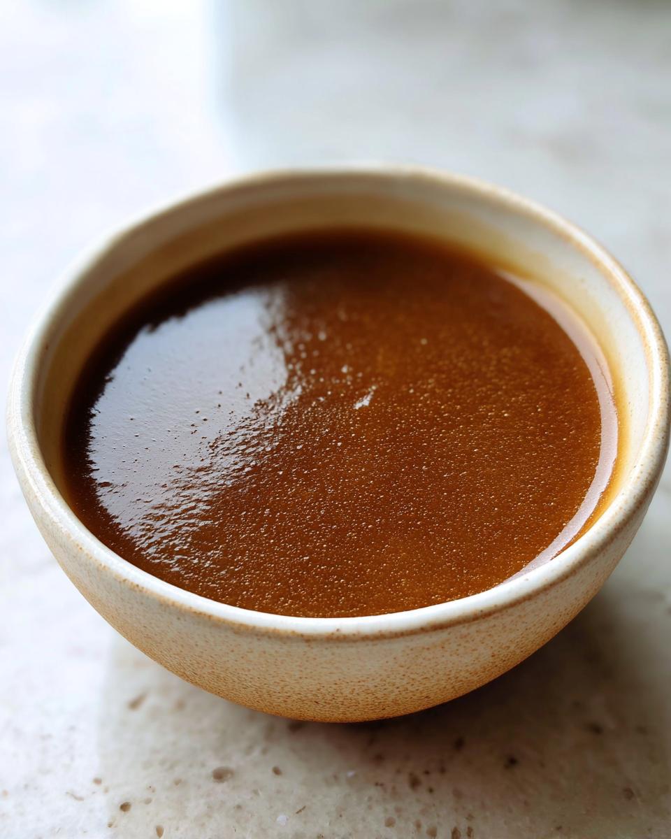 A close-up shot of a bowl filled with rich, brown turkey gravy, ready to be served.